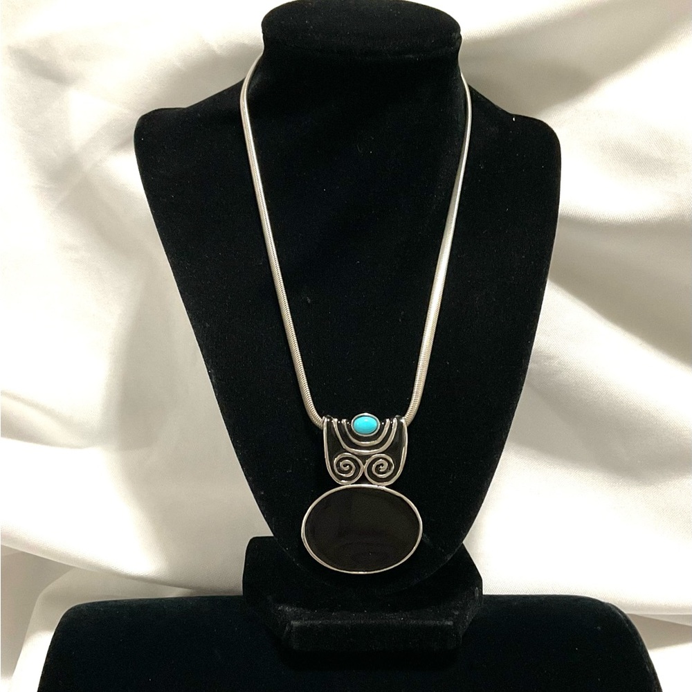 Premier Designs Silver Tone Chain with Faux Turquoise Pendant